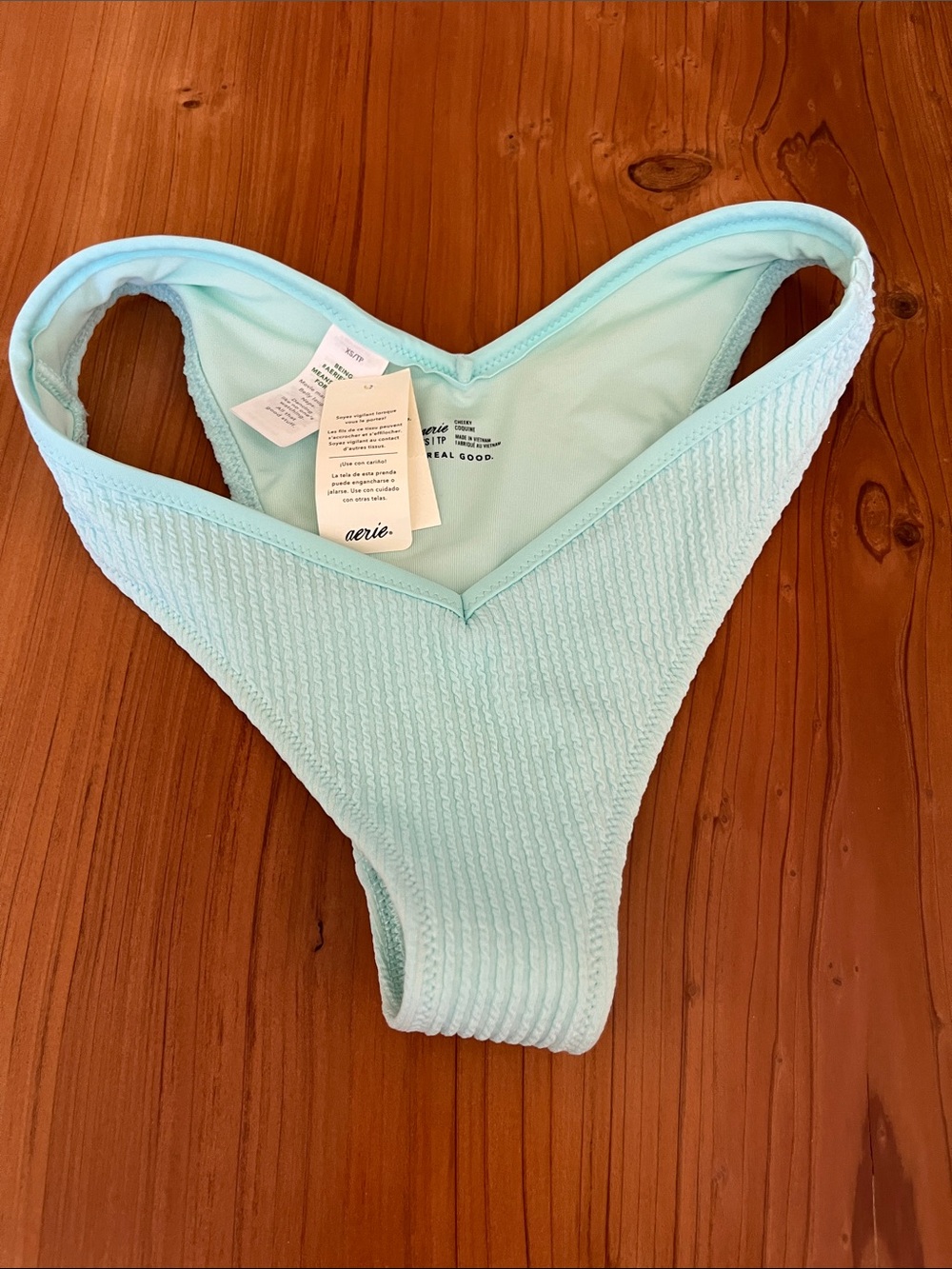 aerie Textured Bikini Bottom - Seafoam Mint